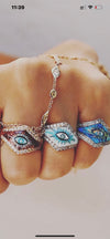Opal Inlay Eye Burst ring