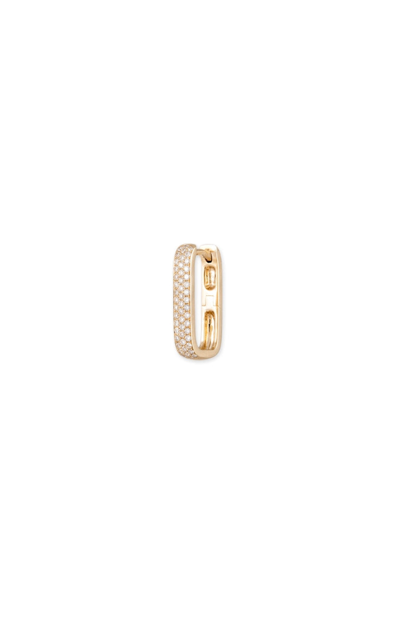 Rectangle Pave Diamond Mini Hoop