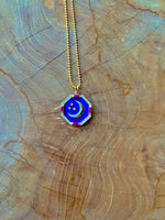 Lapis moon charm with Ruby baguettes