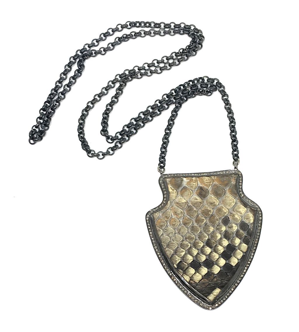 metalic shield necklace