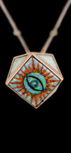 Opal geometric dome evil eye burst inlay necklace