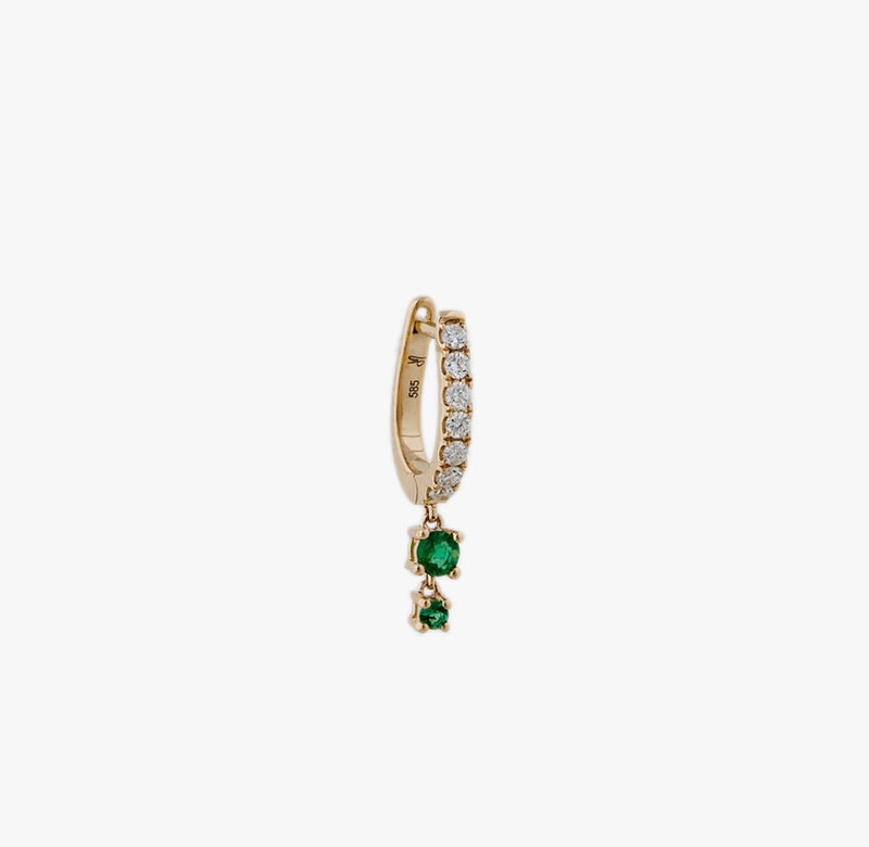 Graduated emerald pave Diamond mini hoop